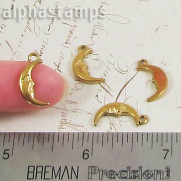 Gold Smiling Crescent Moon Charm