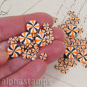 Black, Orange & White Halloween Candy Polymer Clay Slices