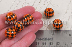 Black & Orange 16mm Harlequin Beads