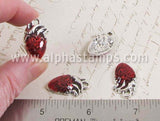 Silver & Red Anatomical Heart Charm*