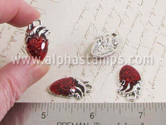 Silver & Red Anatomical Heart Charm