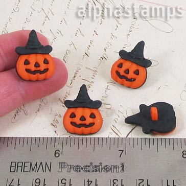 Jack-o-Lantern in Black Hat Buttons