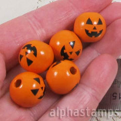 16mm Orange Jack-o-Lantern Beads