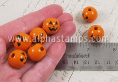 16mm Orange Jack-o-Lantern Beads