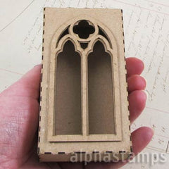Gothic Window Shadowbox Lid with Overlay