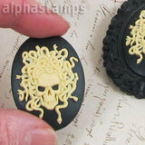 Black & Ivory Medusa Skull 40x30mm Cameo