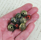 Bronze Dot Pattern Fancy Saucer Beads