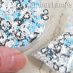 Blue Penguin Snowflake Polymer Clay Slice Mix *