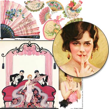 Pink Fans Collage Sheet