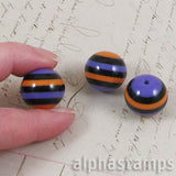 20mm Orange, Black & Purple Striped Beads