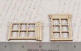 2 inch Tall Wooden Window - Etched 6 Panes
