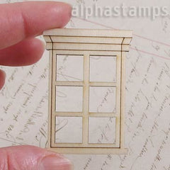 2 inch Tall Wooden Window - Etched 6 Panes