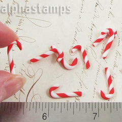 3/4 Inch Red & White Polymer Clay Candy Canes