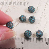 8mm Patina Round Beads with Circle Pattern