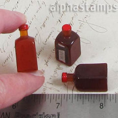 28mm Tall Square-Sided Red Resin Bottle