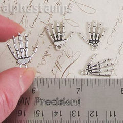 Mini Silver Skeleton Hand Charms - Set of 2