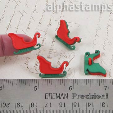 Red & Green Sleigh Buttons - Set of 2