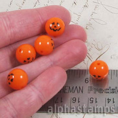 12mm Orange Jack-o-Lantern Beads