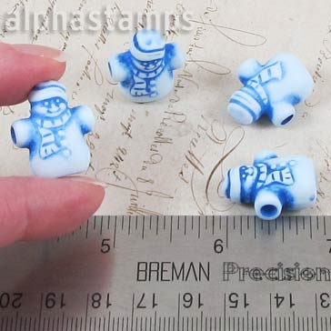22mm Retro Blue Snowman Beads