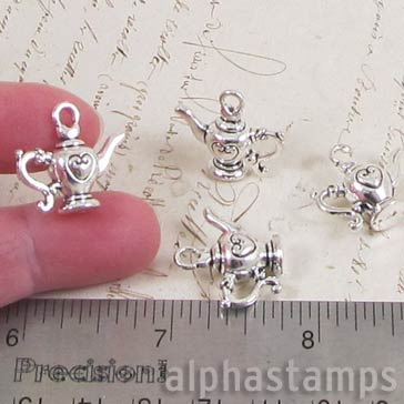 Tall Silver Teapot Charm or Pendant