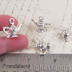 Tall Silver Teapot Charm or Pendant