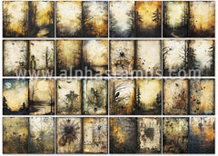 Sepia Trees & Spider Webs Background Papers Set