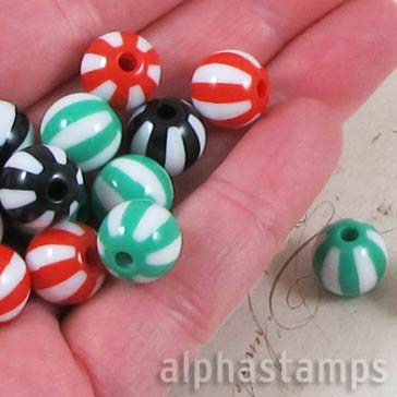 12mm Vertical Striped Beads
