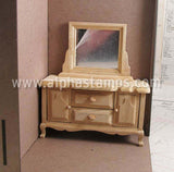 Unfinished Wooden Dresser with Mirror