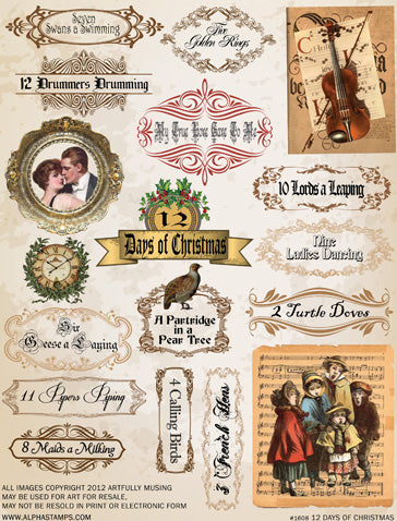 12 Days of Christmas Collage Sheet