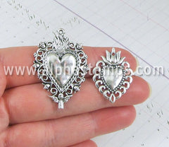 Mini Silver Flaming Heart Pendant