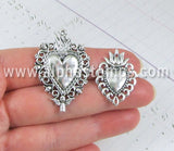 Large Antique Silver Flaming Heart Pendant*