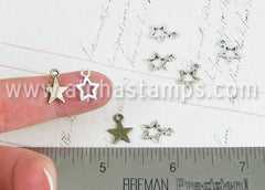 Tiny Hollow Silver Star Charms*