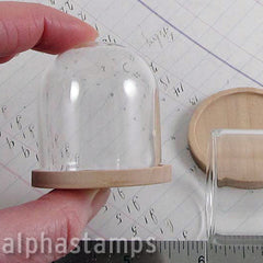 4cm Tall Glass Dome with Wood Base - SOLD OUT