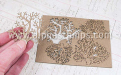 Coral Chipboard Set - 4 pieces