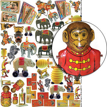 Antique Circus Toys Collage Sheet