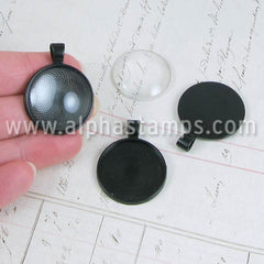 Black Metal Setting for 25mm Round Cabochons*