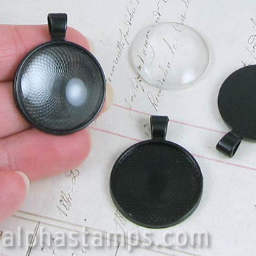 Black Metal Setting for 25mm Round Cabochons*