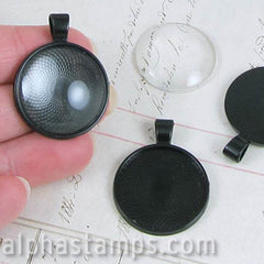 Black Metal Setting for 25mm Round Cabochons*