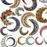 Bejeweled Moons Collage Sheet