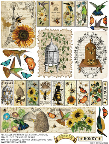 Birds and Bees Collage Sheet