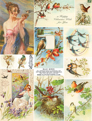 Blue Birds Collage Sheet