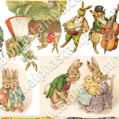 Bunnies in Clothes Collage Sheet
