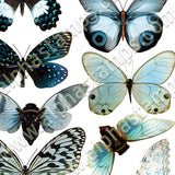 Blue Butterflies & Moths Collage Sheet