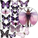 Purple Butterflies & Moths Collage Sheet