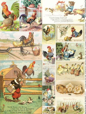 Chicks and Roosters Collage Sheet