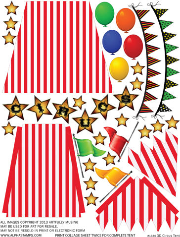 3D Circus Tent Collage Sheet