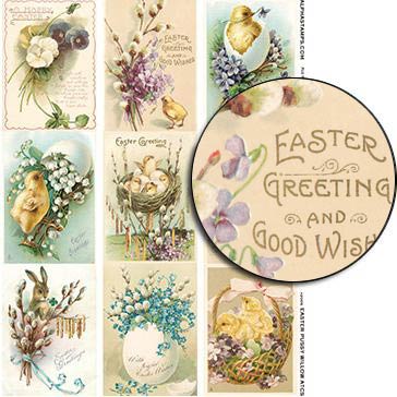 Easter Pussy Willow ATCs Collage Sheet