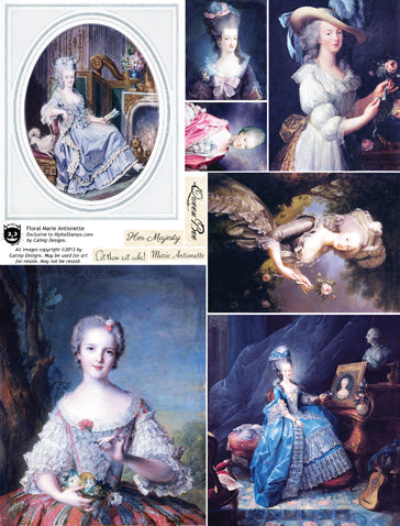 Floral Marie Antoinette Collage Sheet
