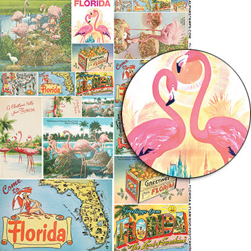 Florida & Flamingo Postcards Collage Sheet