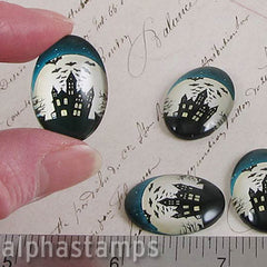 25x18mm Glass Haunted House Cabochon*